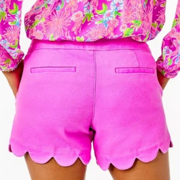 Lilly Pulitzer Buttercup Scallop Hem Stretch Shorts Pink Women's size 14 - Picture 2 of 8